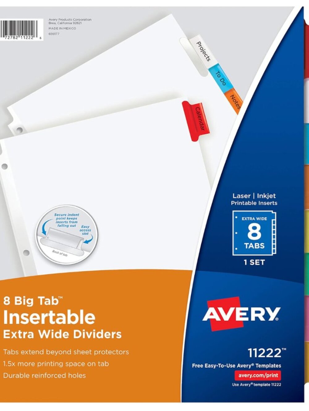 Avery Big Tab Insertable Extra Wide Dividers, 8 Multicolor Tabs - SET OF 3